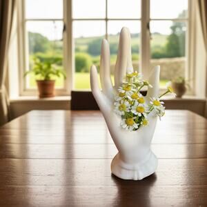 Vintage Whimsical Ceramic Hand Vase Victorian English Manor Homeware Hollywood